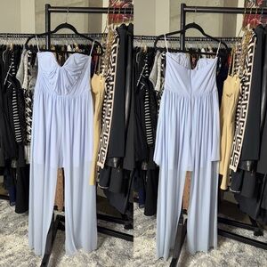 ASOS Strapless Sweetheart High Low Chiffon Dress Blue Womens 6 New NWOT